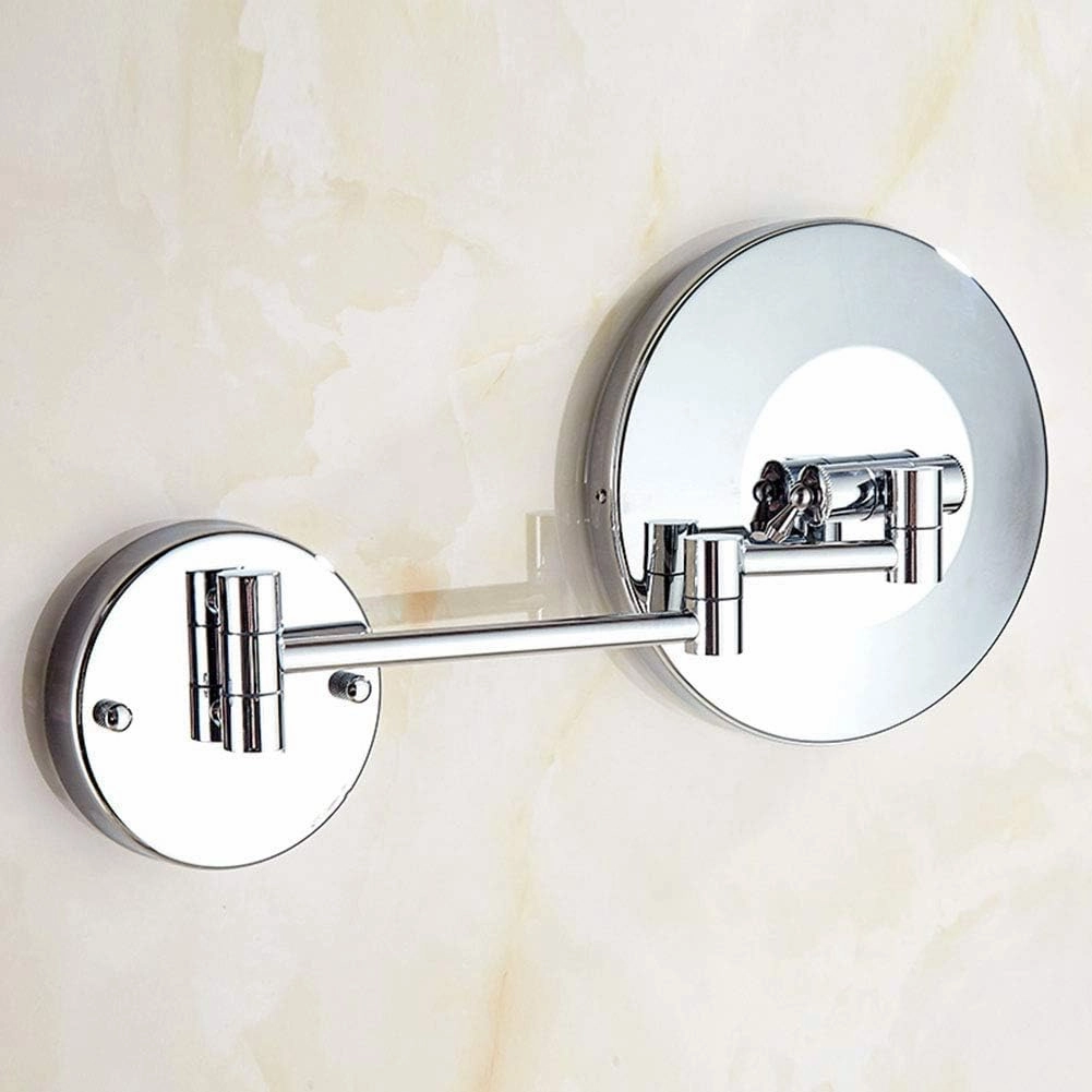 8-Inch Wall Mounted Makeup Mirror, Single-Sided, 360 Degree Swivel, Hardwired, Extendable Arm, Round, for Bathroom(Silver,10x)