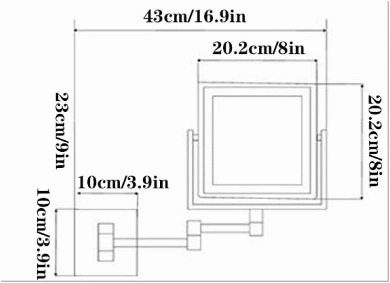 8inch Teles Wall Mounted Bathroom Mirrors,Double-Sided Folding Makeup Mirror 360°Swivel LED Beauty Mirror Square Extendable,Rose Gold