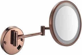 8inch Wall Mount Vanity Mirror with Lights for Makeup Extendable Round Cosmetic Mirror with 7X Magnification Perfect for Shaving in Bedroom Silver Mirror(Rose Gold,10x)