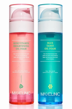 [K-Beauty] Rose Vitamin   Blue Tansy Oil Foam Gift Set | Daily Face Wash Oil Based Cleanser to Foam | Korean Skin Care Oil Cleanser for Dry Sensitive Skin | Face Cleanser Bundle