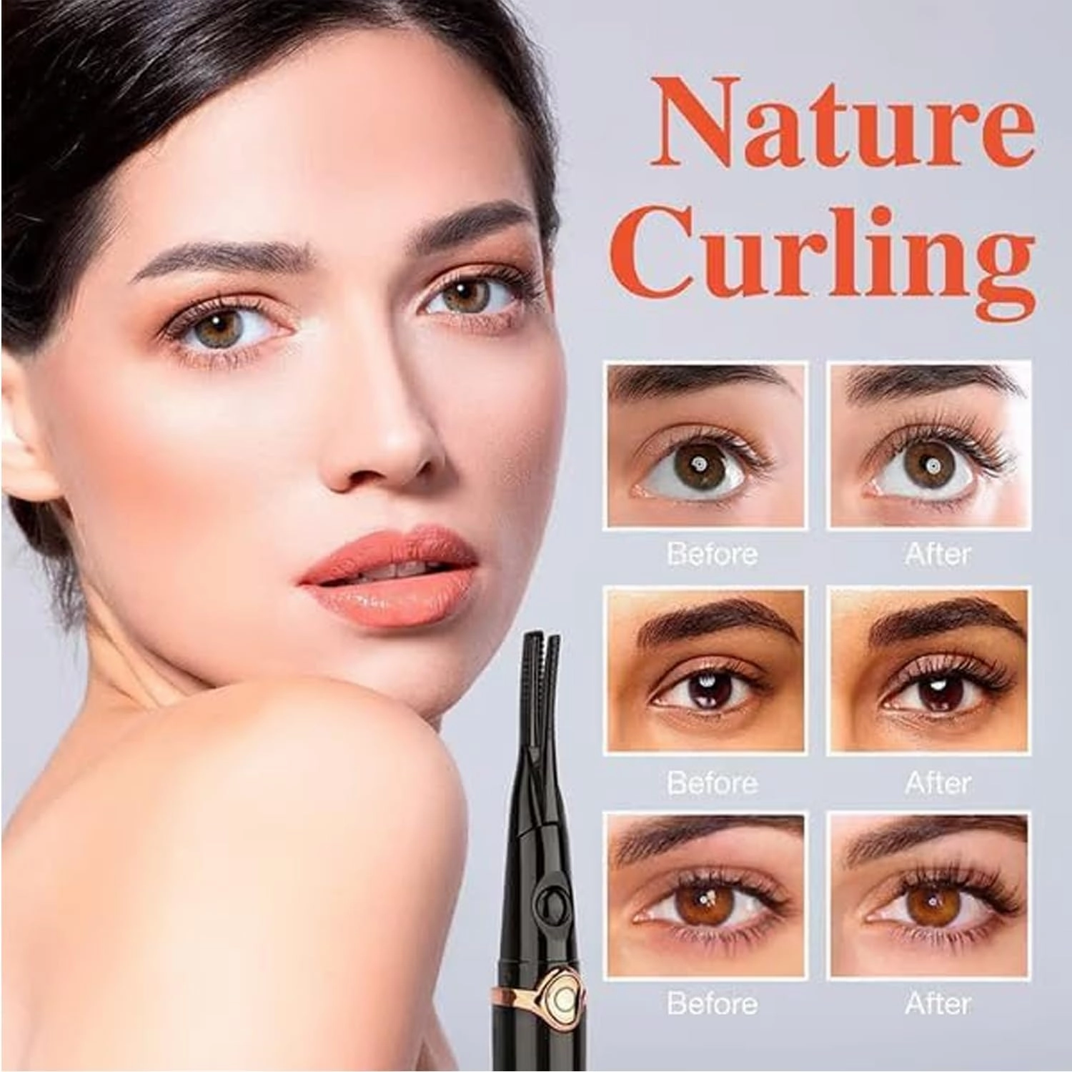Aboutabsent Eyelash Curler, Aboutabsent Electric Eyelash Curler for Instant Glam, 2025 Upgrade Heated Eyelashcurler for Women, 3 Heat Modes (Black-2pcs)