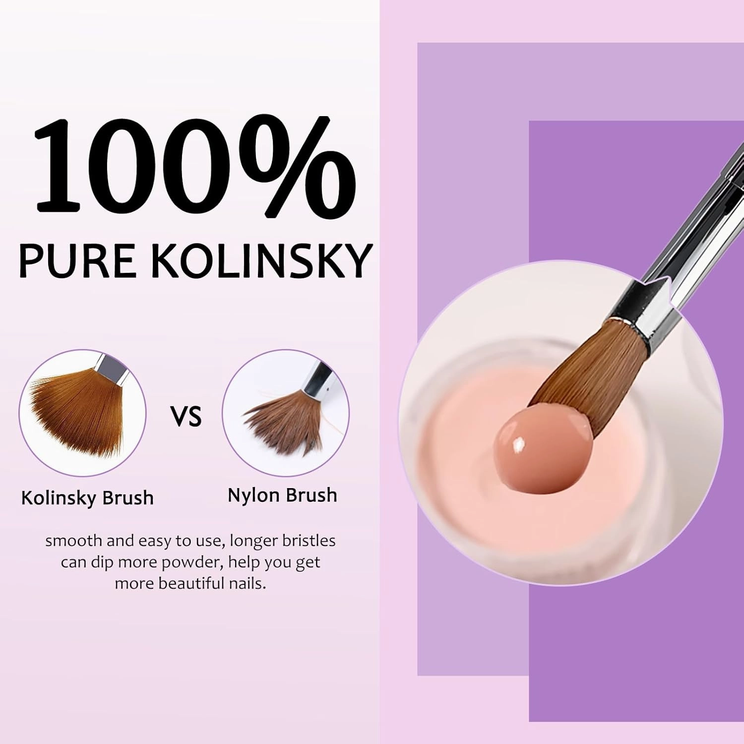 Acrylic Nail Brush - 100% Kolinsky Sable Hair Brush for Acrylic Application - Professional Salon-Grade Tools with Box for Nail Art, Extensions & 3D Carving (Gradient, #10)