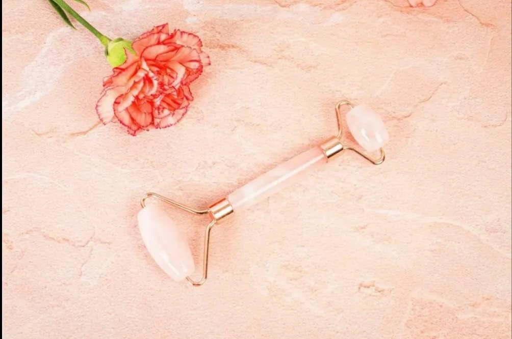 AD Arts Rose Quartz face Roller | Certified Natural Hand-Cut Jade Stone | Face Roller Skin Care | Improves Blood Circulation