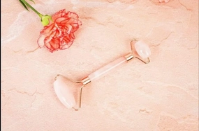 AD Arts Rose Quartz face Roller | Certified Natural Hand-Cut Jade Stone | Face Roller Skin Care | Improves Blood Circulation