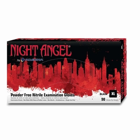 Adenna Night Angel Disposable Nitrile Gloves – 4 Mil, Powder Free Rubber Glove for Tattoo & Medical Use, Latex-Free, Tactile Sensitivity with Textured Grip, Case of 900, X-Large, Black