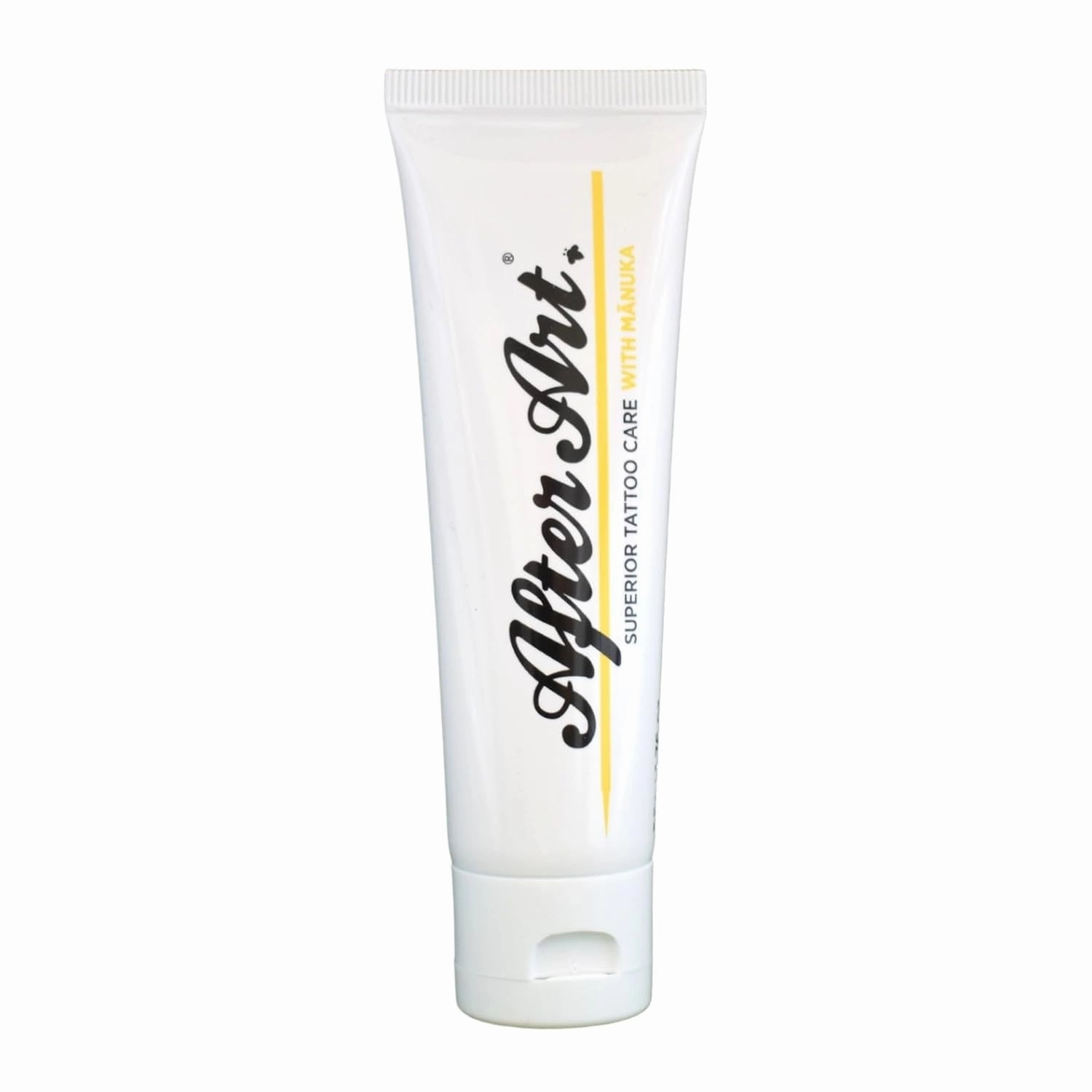 AfterArt Tattoo Aftercare Balm with Manuka Oil, 1.76oz/50g Tube. All-natural, 100% Vegan, cruelty-free, petroleum-free, fragrance-free, enriched with vitamins A, C, E, and omega essential oils.