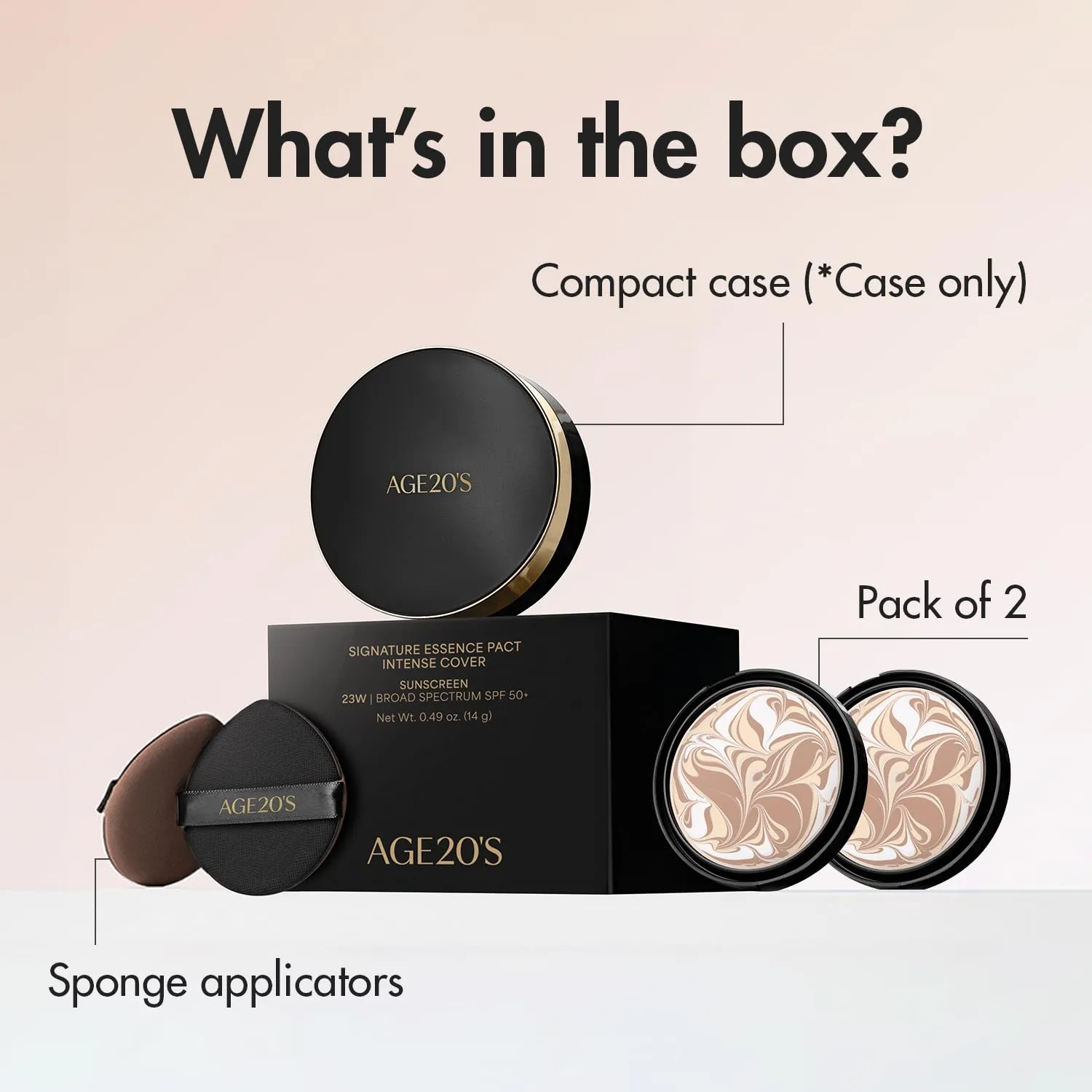 AGE20'S Signature Essence Pact SPF 50  | Pack of 2 | 23W BEIGE | Cream Foundation, Dewy Finish, Natural Coverage | Korean Cushion Foundation
