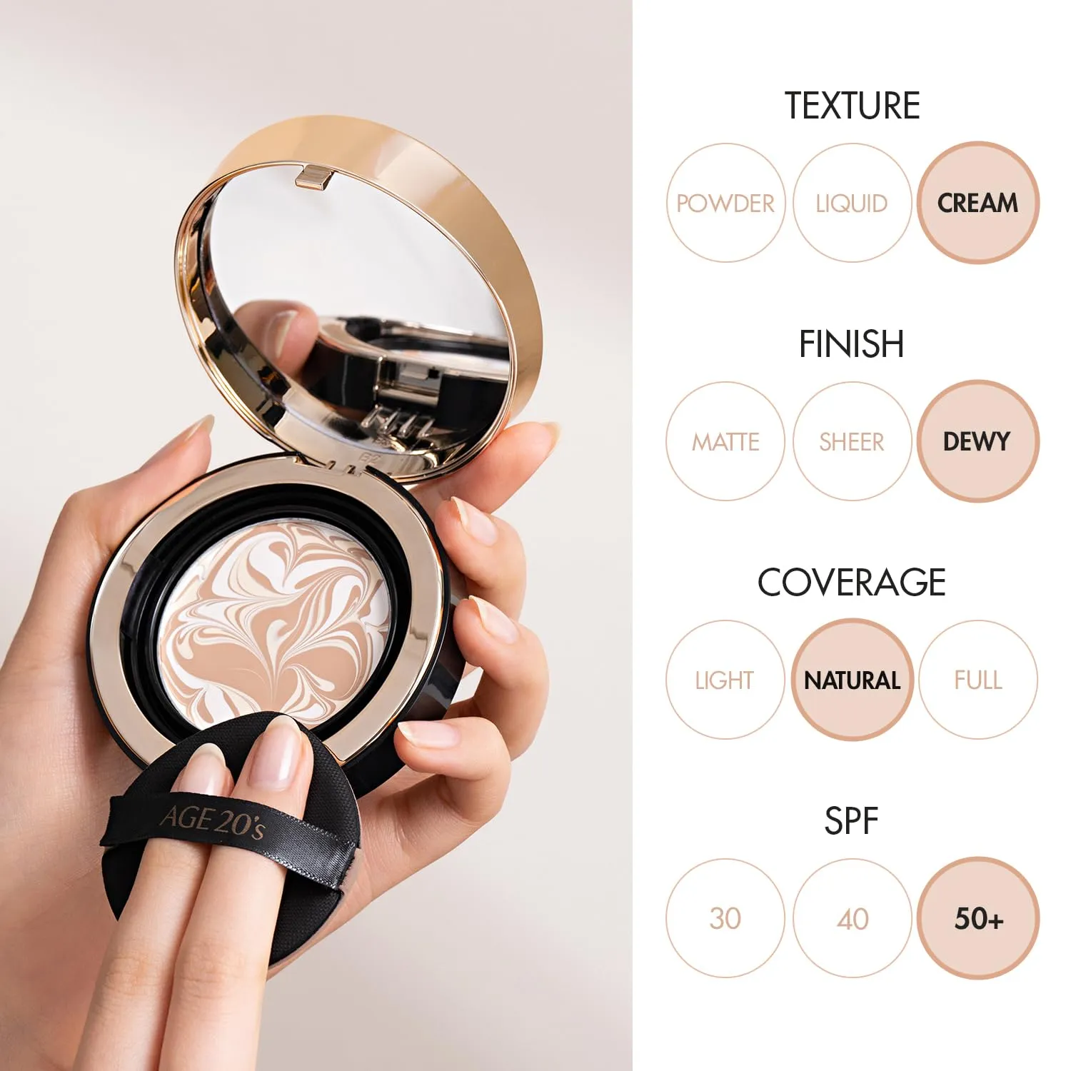 AGE20'S Signature Essence Pact SPF 50  | Pack of 2 | 23W BEIGE | Cream Foundation, Dewy Finish, Natural Coverage | Korean Cushion Foundation