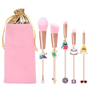 AICase Mothers Day Gifts for Her Wife 5PCS Taylor Merch Makeup Brushes Set Cosmetic Kawaii Taylor Gifts for Women Eye Shadow Eyeliner Blending Pencil Lip Foundation Brushes with Gift Bag_Pink