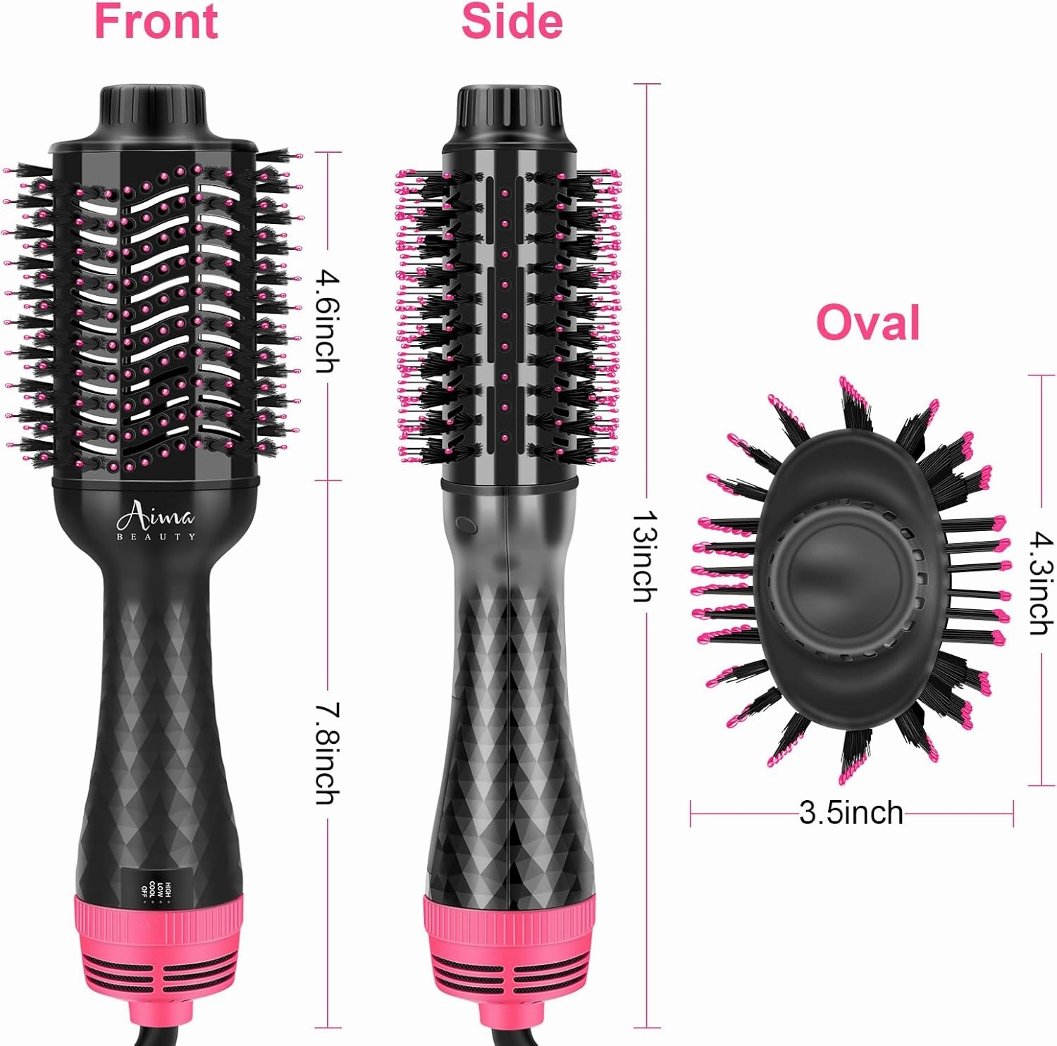 Aima Beauty One-Step Volumizer Hair Dryer Brush, 4-in-1 Upgrade Hot Air Brush for Less Frizz, More Shine, Oval Brush for Blowout, Black Red