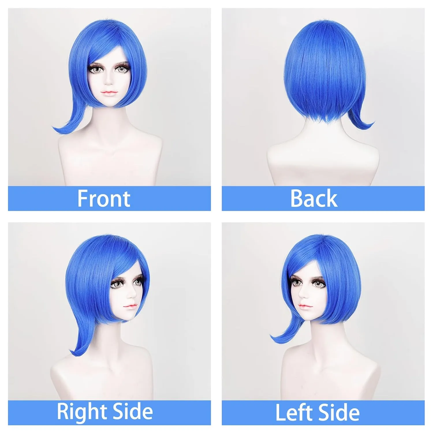 Alacos Blue Cosplay Wig Short for Men Women Anime Straight Costume Wigs for Halloween Party Costume Wig Cap