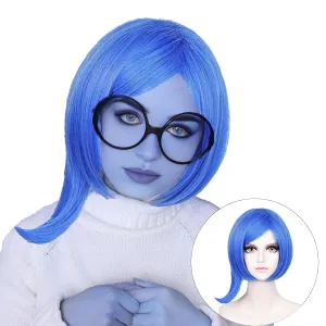 Alacos Blue Cosplay Wig Short for Men Women Anime Straight Costume Wigs for Halloween Party Costume Wig Cap