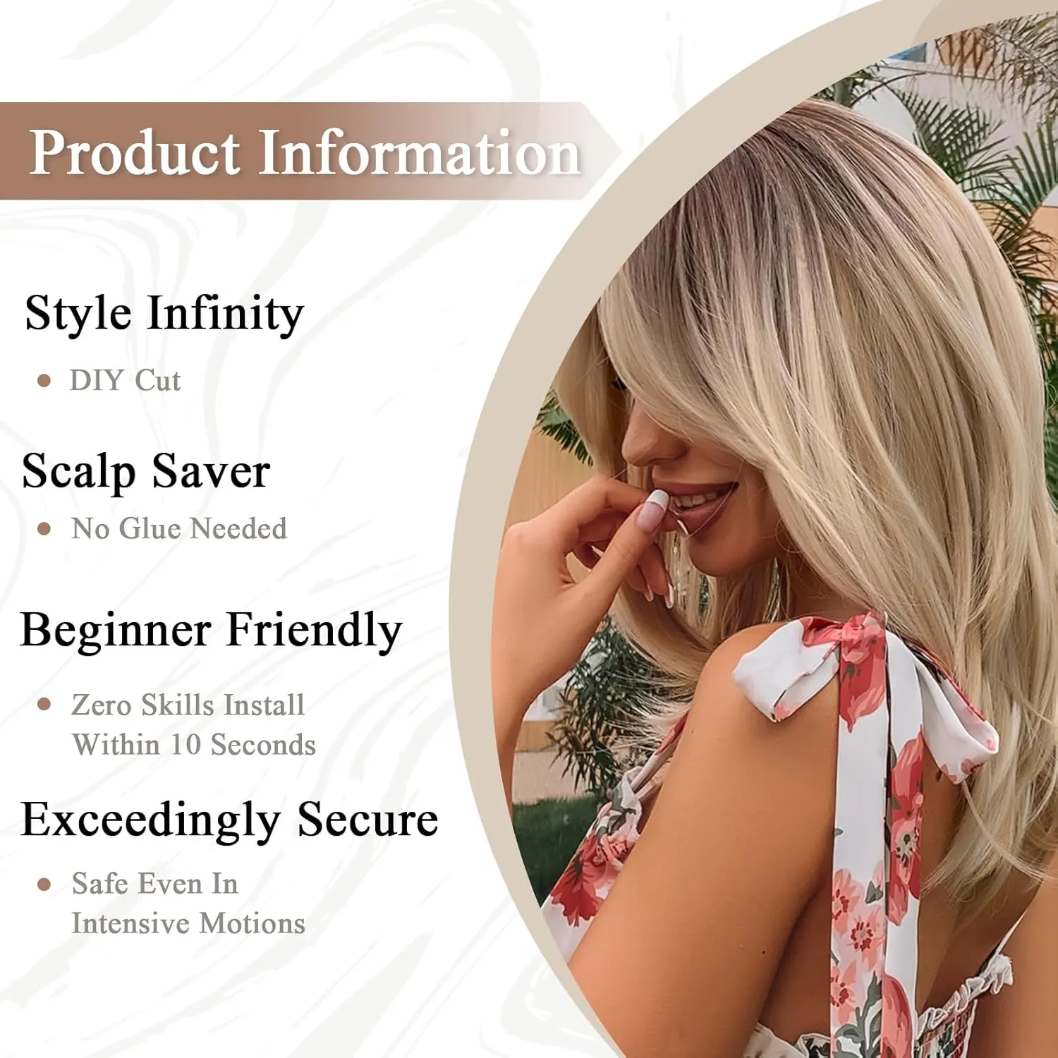 Allbell Mixed Blonde Wig with Curtain Bangs Medium Length Layered Hair Wig for Women Heat Resistant Synthetic Wigs for Daily Use