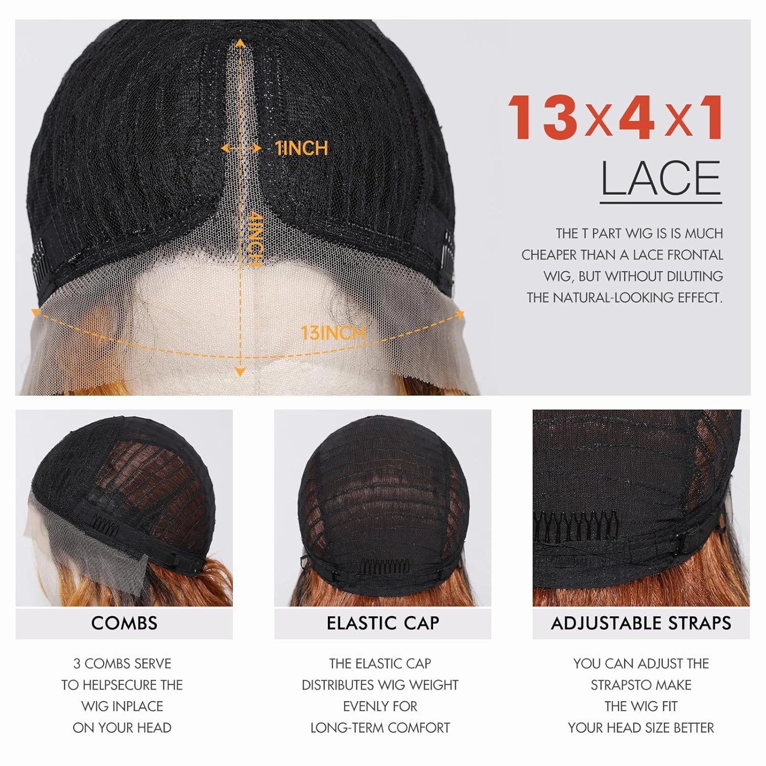 Allbell Long Wavy Lace Front Wig for Black Women Natural Brown Hair with Blonde Highlights Middle Part 13x4x1 Synthetic Lace Wigs Heat Resistant Fiber