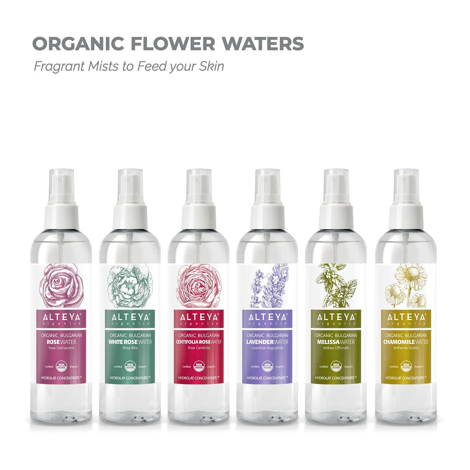 Alteya Organics Rose Water USDA Certified Organic Facial Toner, 8.5 Fl Oz/250mL Pure Bulgarian Rosa Damascena Flower Water, Award-Winning Moisturizer BPA-Free Spray Bottle