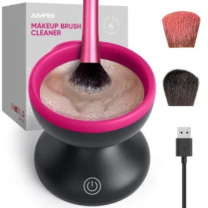 Alyfini Electric Makeup Brush Cleaner Machine, Powerful Friction Removes Residue on Make up Brushes Set/Sponge/Powder Puffs, Efficient Cleaning, Portable Spinning Washer, Save Cleanser & Shampoo