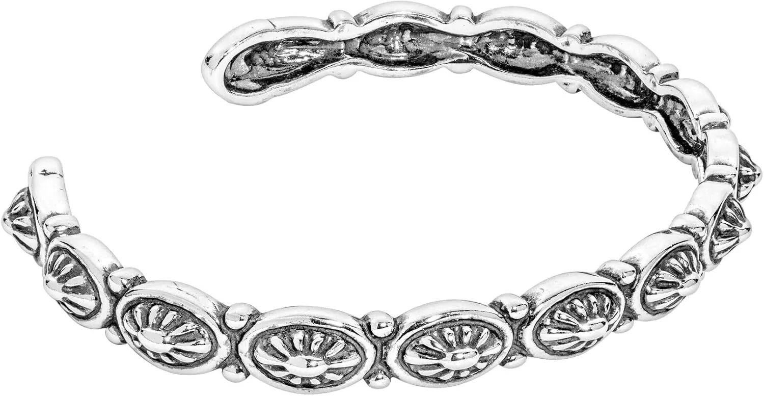 American West Jewelry Sterling Silver Concha Slim Cuff Bracelet Size S, M or L