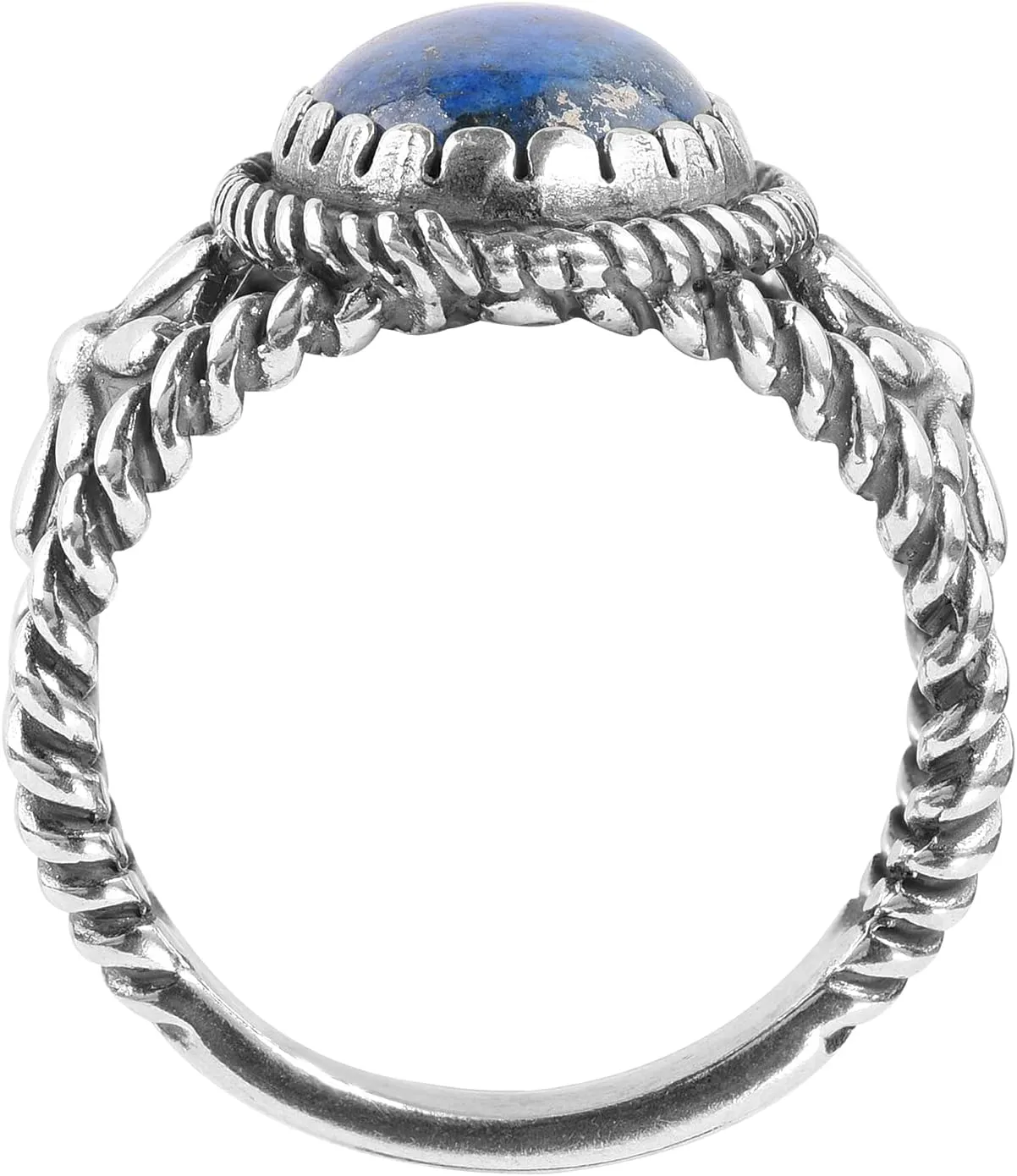 American West Jewelry Sterling Silver Genuine Gemstone Concha Flower Ring, Sizes 5 to 13