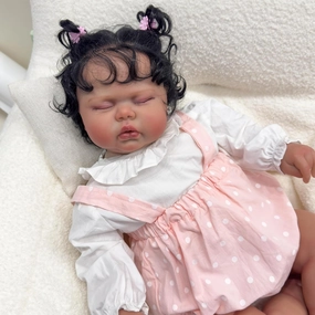 Anano 24 Inch Realistic Reborn Baby Doll Mixed Race Black Girl Toddler Biracial African American Chubby Reborn Doll with Hair Ultra Lifelike Baby Doll for Kids & Collectors (Pink Romper)