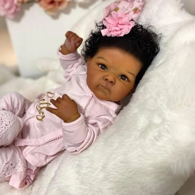 Anano Reborn Baby Dolls Black Girl Toddler 18 Inch Real Life African American Reborn Dolls Biracial Silicone Baby Doll Realistic Newborn Babies with Brown Skin