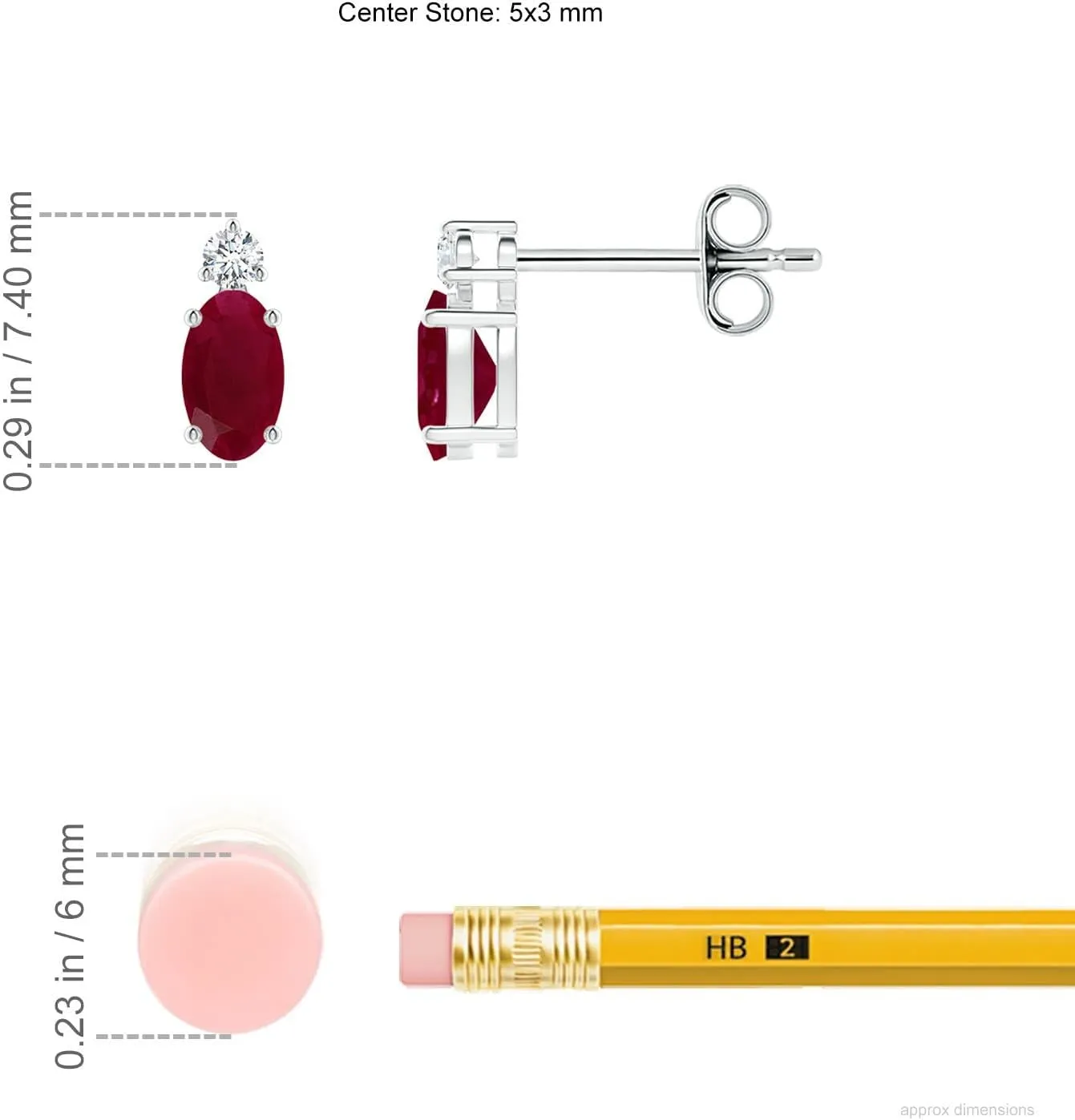 ANGARA Natural Basket-Set Oval Ruby Stud Earrings with Diamond in Silver / 14K Solid Gold/Platinum | July Birthstone, Birthday, Engagement, Anniversary, Wedding Jewelry Gift for Women