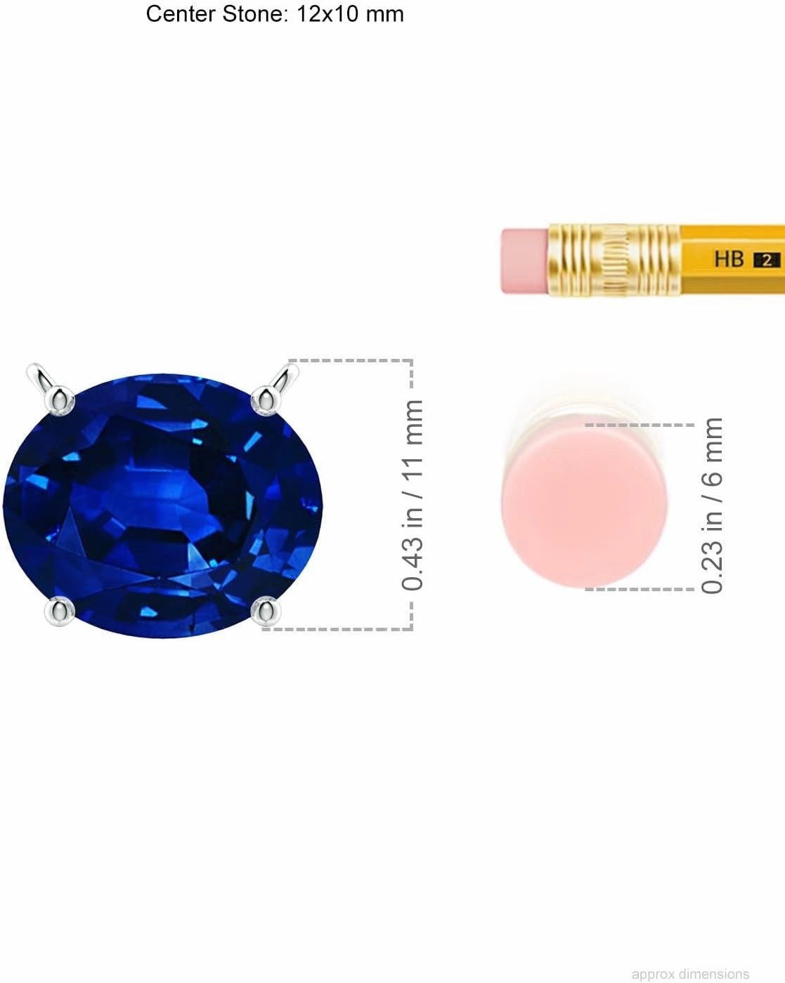 Angara Lab Grown East-West Oval Blue Sapphire Solitaire Pendant in Silver / 14K Solid Gold/Platinum | September Birthstone, Birthday, Engagement, Anniversary, Wedding Jewelry Gift for Women