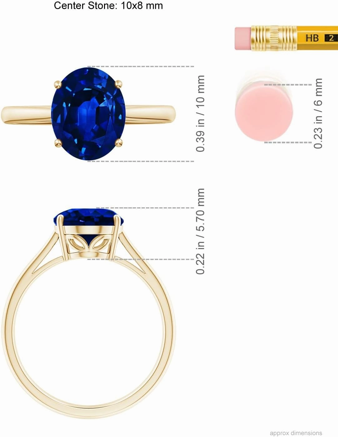 Angara Oval Solitaire Lab Grown Blue Sapphire Engagement Ring in Silver / 14K Solid Gold/Platinum | September Birthstone, Birthday, Anniversary, Wedding Jewelry Gift for Women