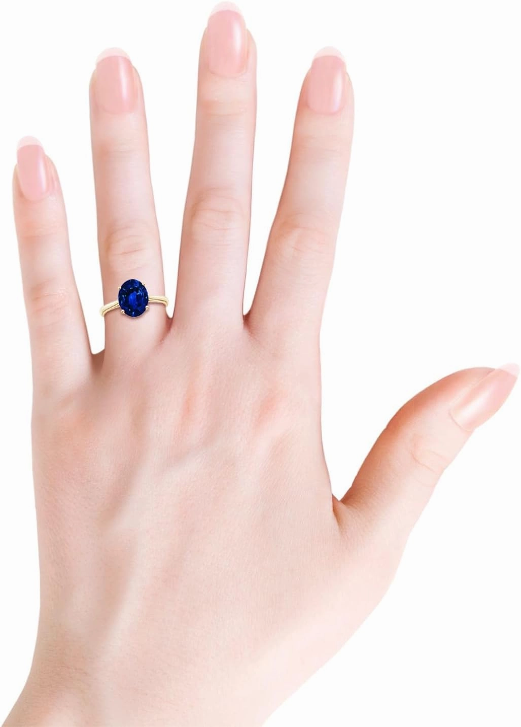 Angara Oval Solitaire Lab Grown Blue Sapphire Engagement Ring in Silver / 14K Solid Gold/Platinum | September Birthstone, Birthday, Anniversary, Wedding Jewelry Gift for Women