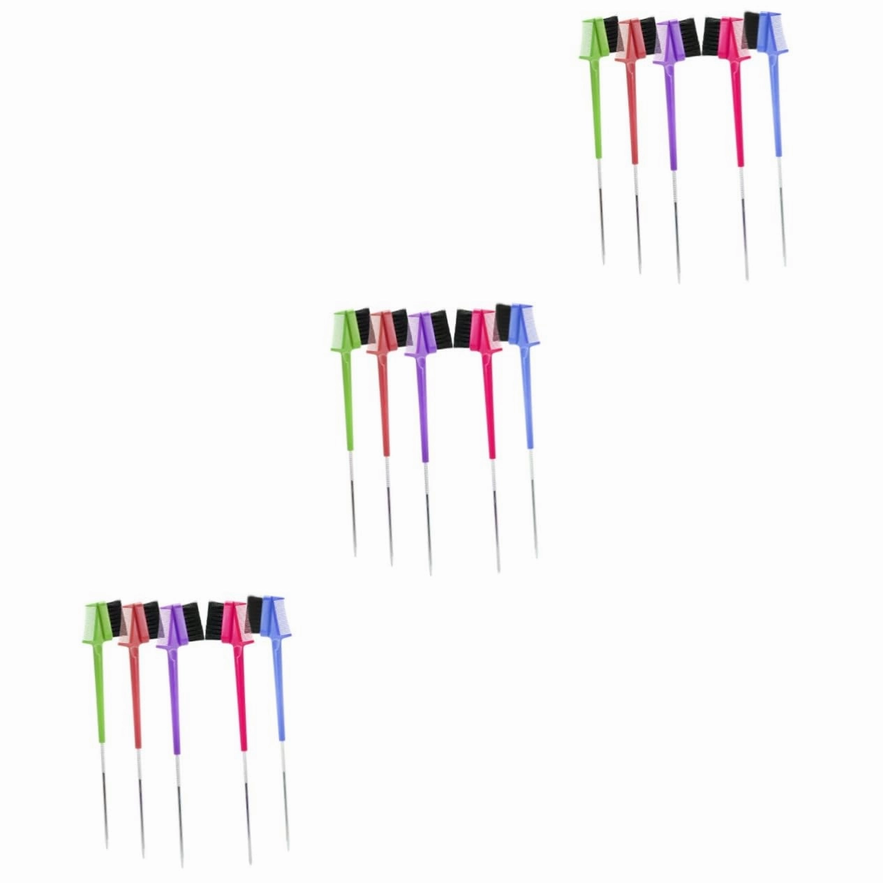 Angoily 15pcs Combs Brow Brushes Portable Steel Pin Hair Tools for Salon Home Use Makeup Supplies Random Color