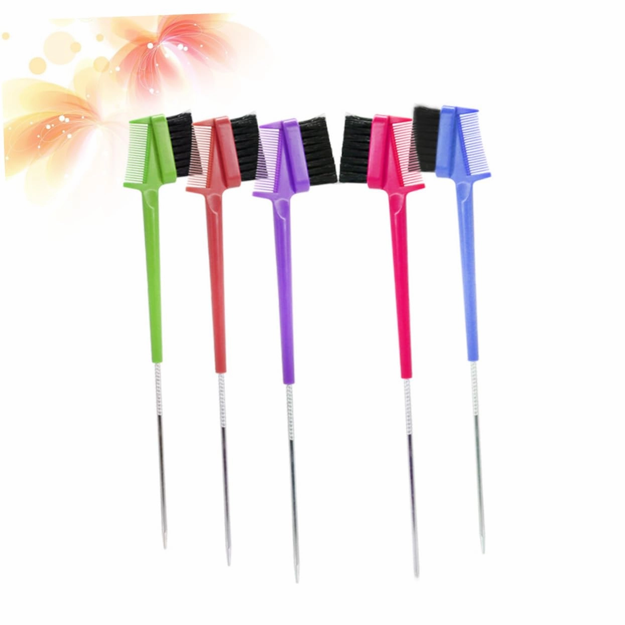 Angoily 15pcs Combs Brow Brushes Portable Steel Pin Hair Tools for Salon Home Use Makeup Supplies Random Color