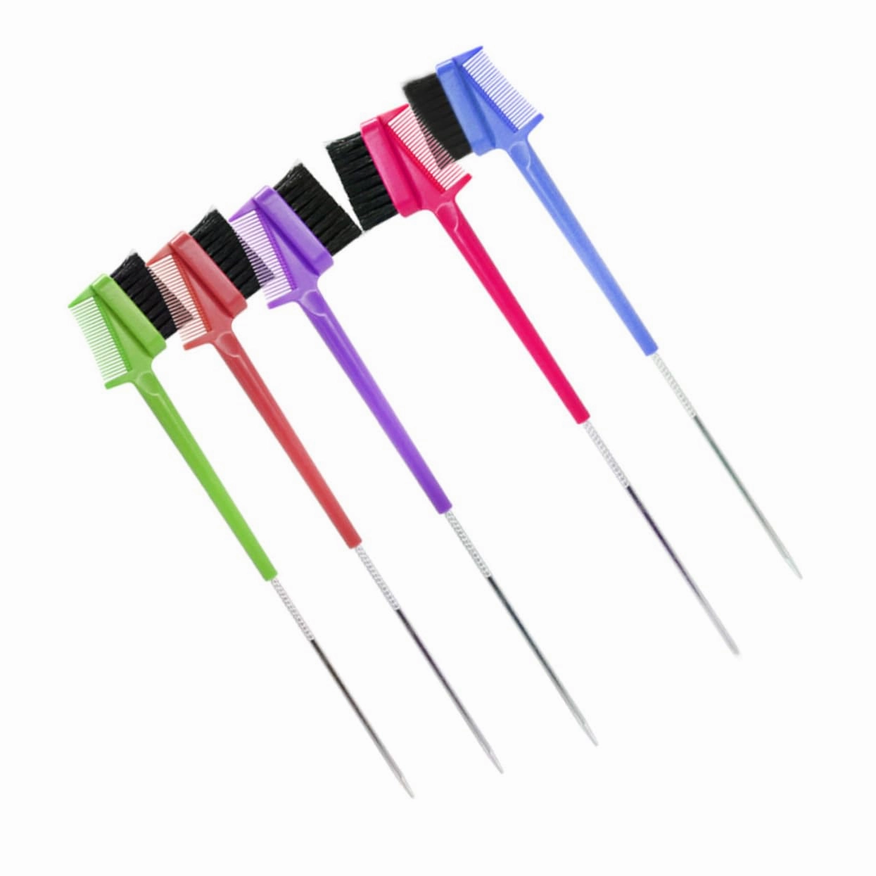 Angoily 15pcs Combs Brow Brushes Portable Steel Pin Hair Tools for Salon Home Use Makeup Supplies Random Color