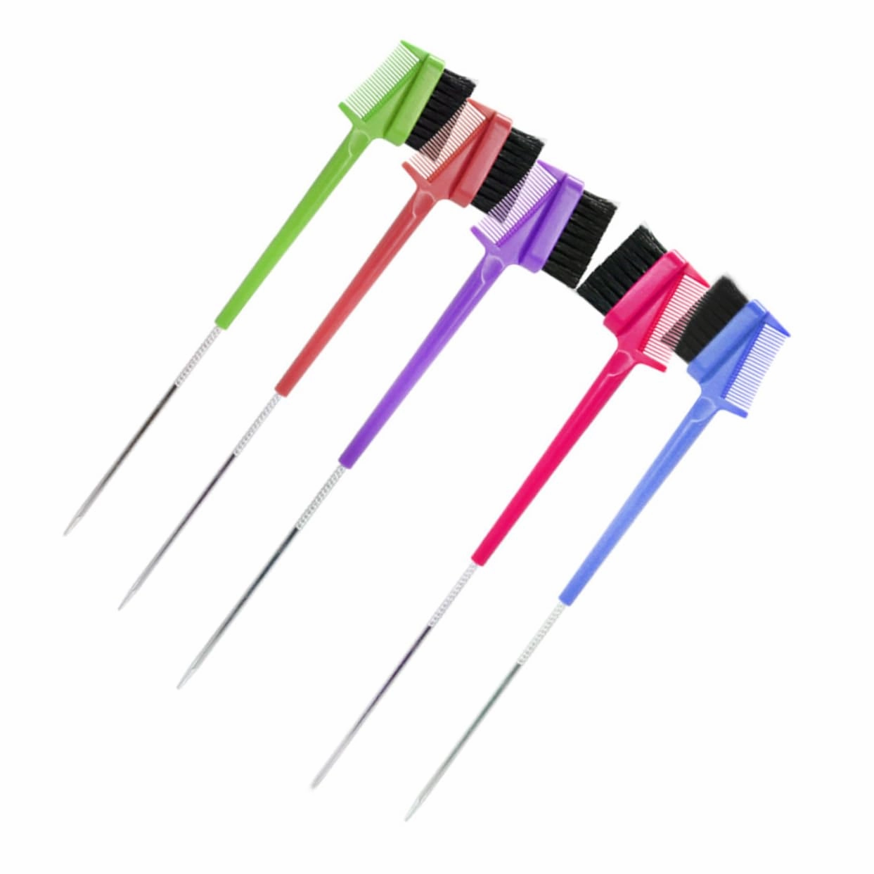 Angoily 15pcs Combs Brow Brushes Portable Steel Pin Hair Tools for Salon Home Use Makeup Supplies Random Color