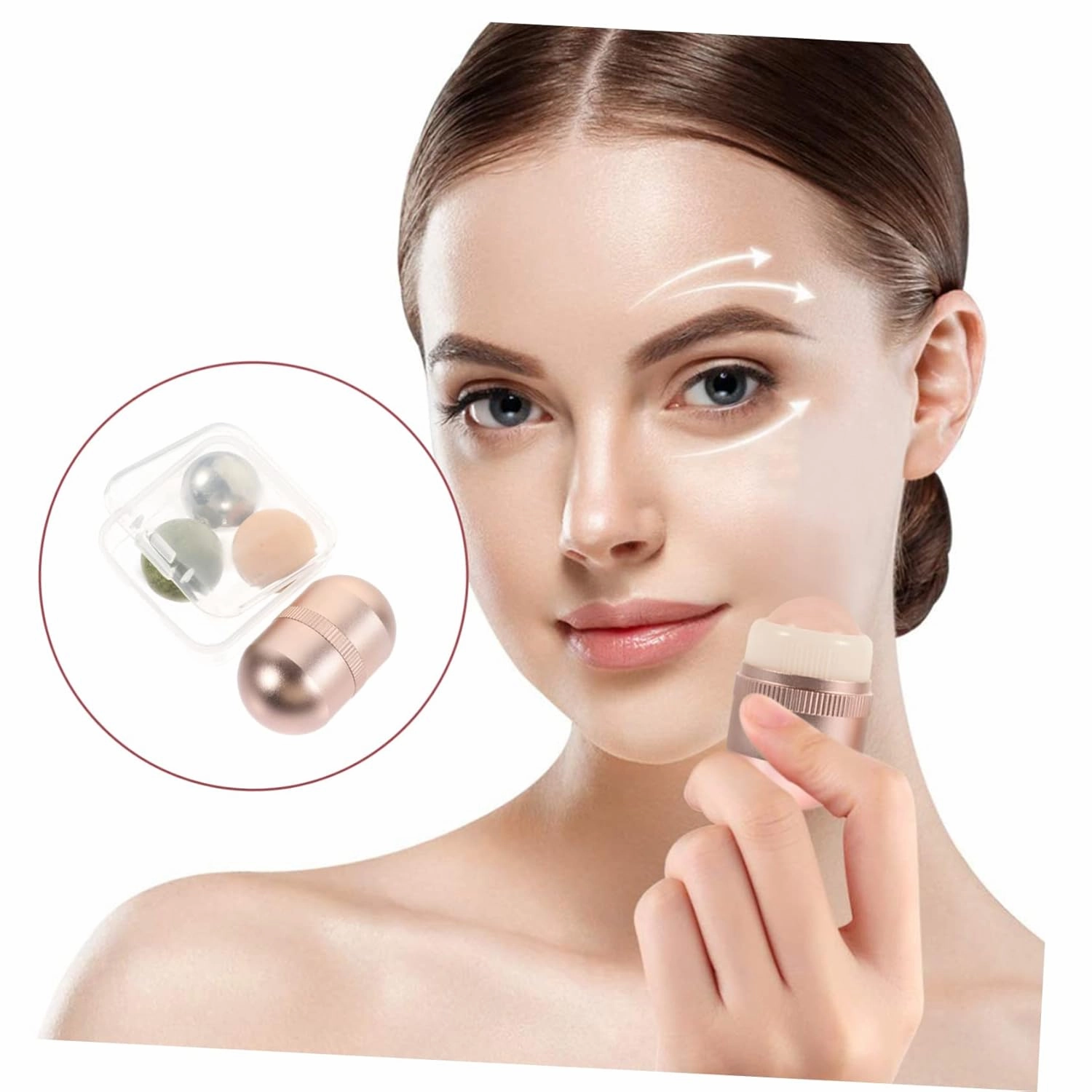 Angoily 1set Jade Roller Eye Massaging Facial for Skin Wrinkle Reduction and Improved Tone Volcanic for Relaxation and Circulation