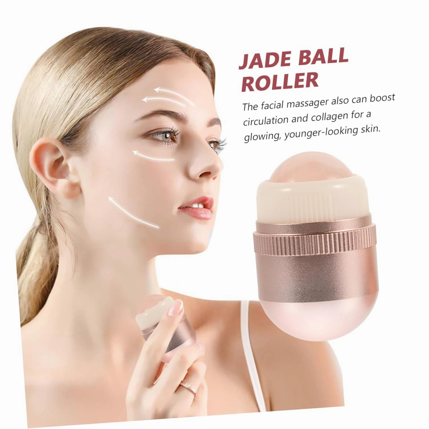 Angoily 1set Jade Roller Eye Massaging Facial for Skin Wrinkle Reduction and Improved Tone Volcanic for Relaxation and Circulation