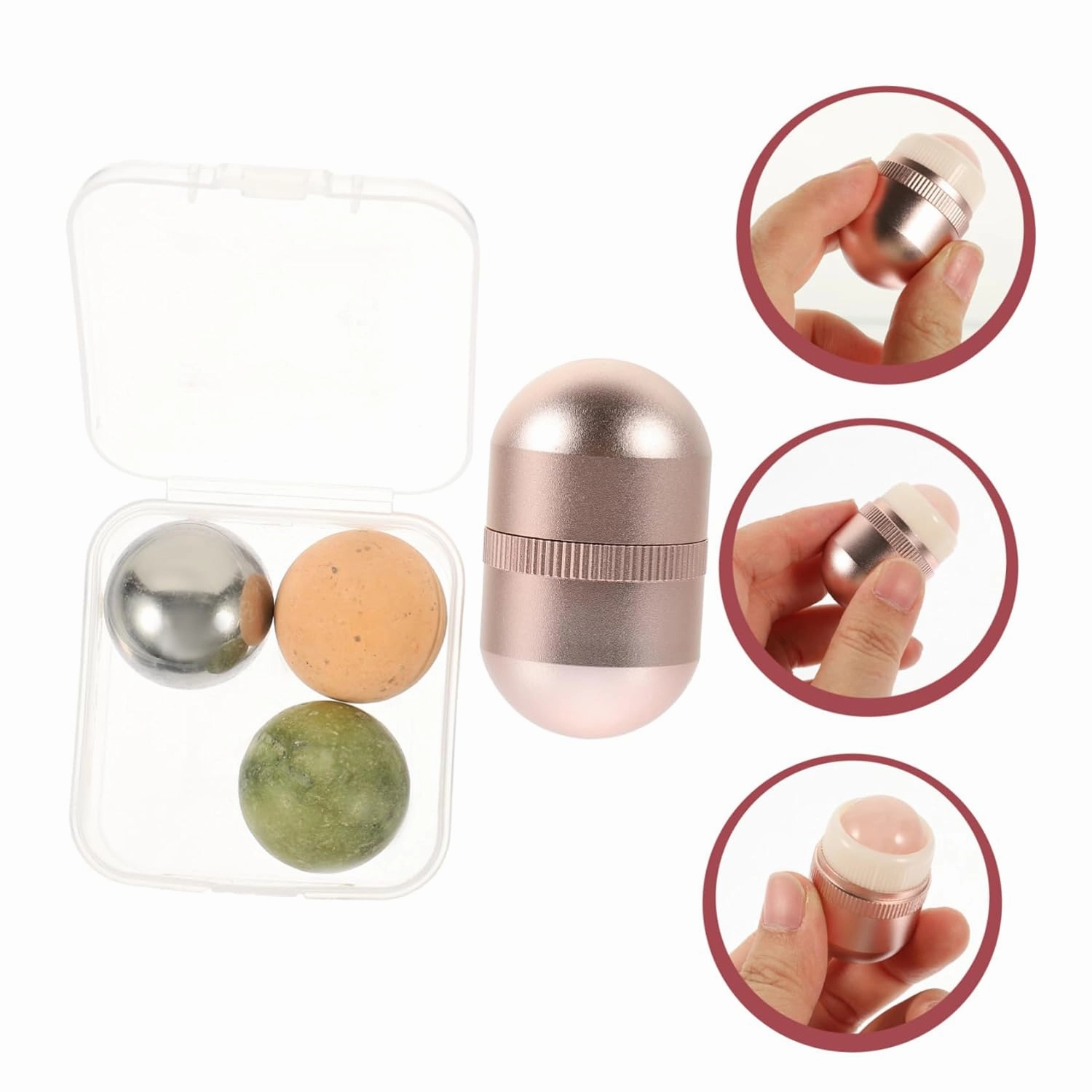 Angoily 1set Jade Roller Eye Massaging Facial for Skin Wrinkle Reduction and Improved Tone Volcanic for Relaxation and Circulation
