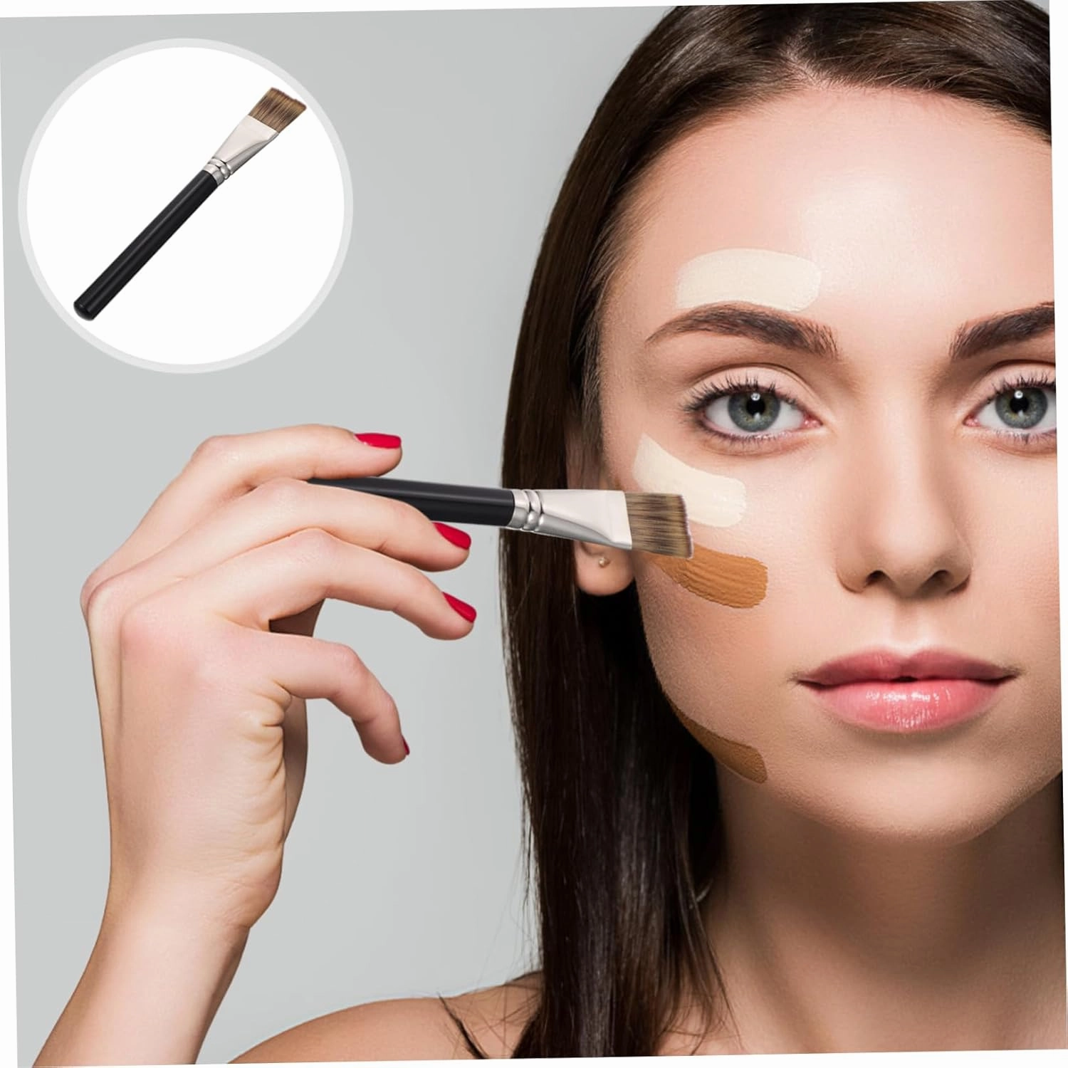 Angoily 5pcs Multi-use Foundation Brush Premium Synthetic Makeup Tool for Blending Buffing Contouring Soft Dense Bristles for Application for Cosmetics
