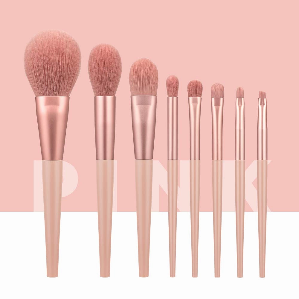 ANMOR 8 PCs Makeup Brushs Set Soft Hair Premium Synthetic Cosmetic Tools Foundation Brush Eye Shadows Brush Lip Brush Make Up Brushes Kit (pink)