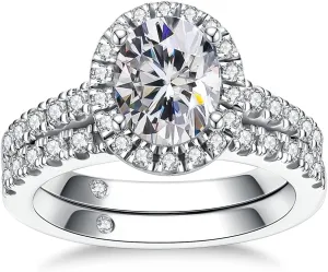 AnuClub Radiant/Oval Moissanite Engagement Ring Set, D Color VVS1, 925 Sterling Silver Promise Anniversary Ring for Women, Elegant Gift Packed