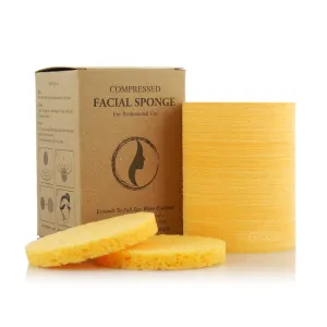 Appearus Natural Cellulose Facial Sponges – 100 Pack (Compressed) – Professional Spa Facial Sponge Pads for Cleansing, Exfoliating, Makeup Removal – Natural Yellow – Gentle on Sensitive Skin