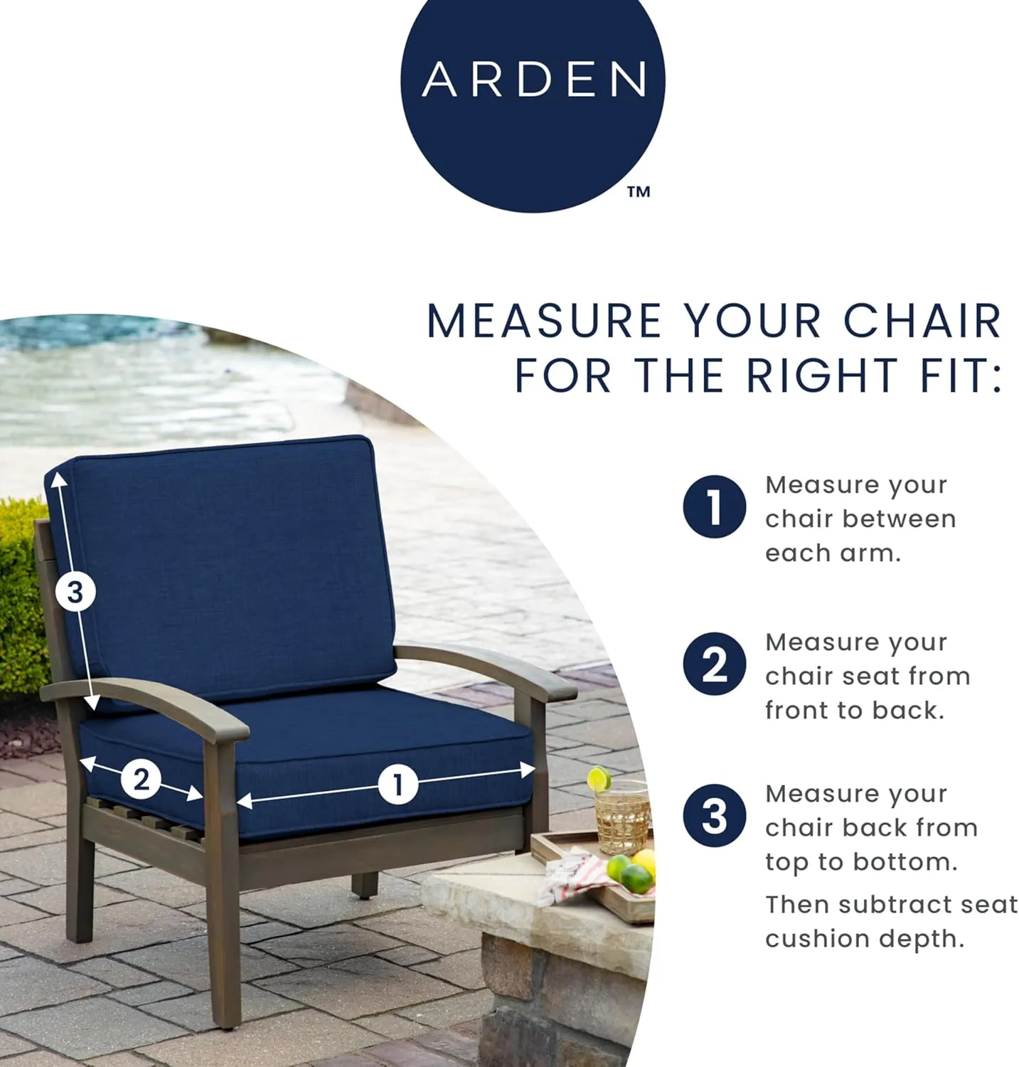 Arden Outdoor Deep Seat Cushion Set, 22 in x 24 in, Weather-Proof, Rain-Proof, Fade Resistant Patio Cushion Aqua Leala