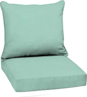Arden Outdoor Deep Seat Cushion Set, 22 in x 24 in, Weather-Proof, Rain-Proof, Fade Resistant Patio Cushion Aqua Leala
