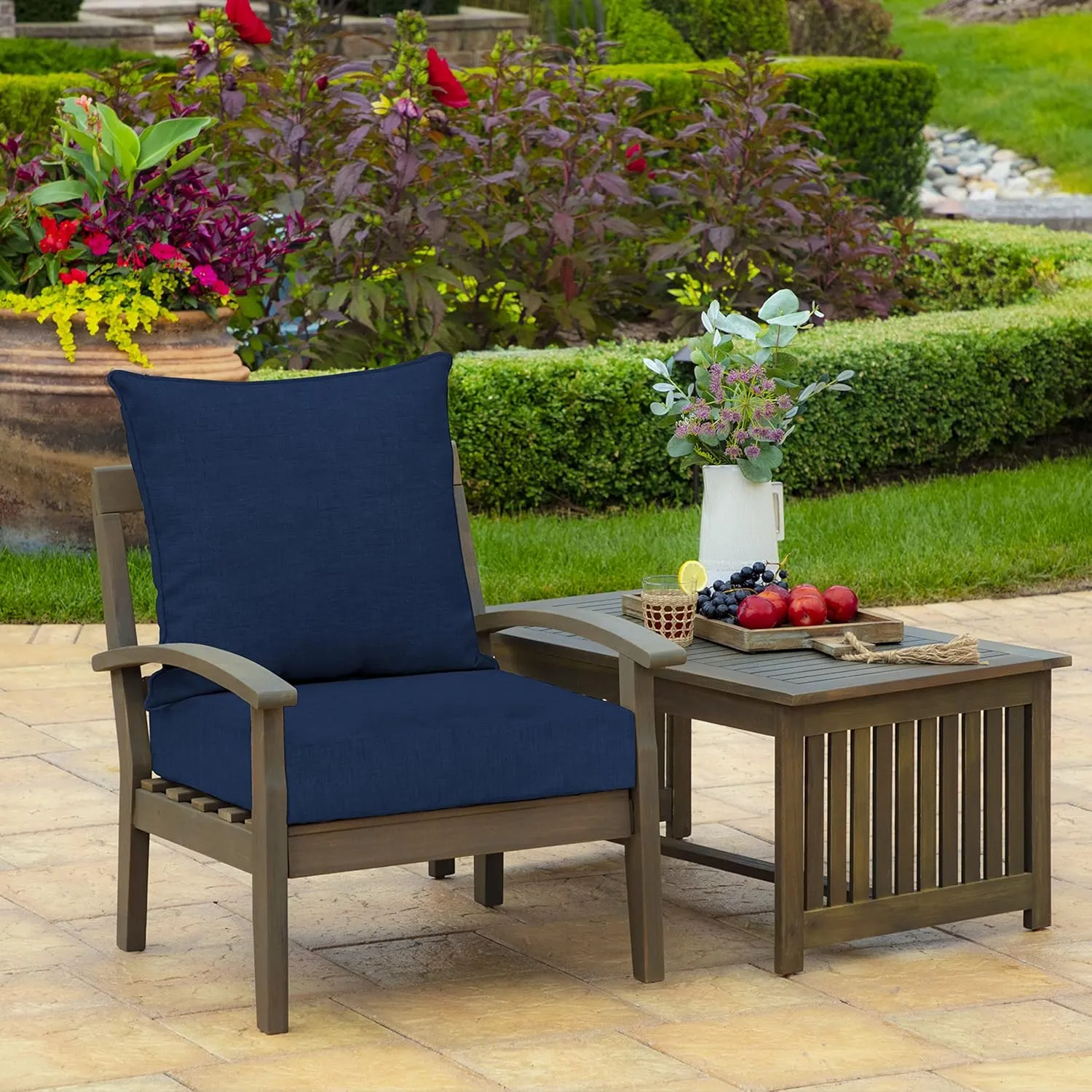Arden Outdoor Deep Seat Cushion Set, 22 in x 24 in, Weather-Proof, Rain-Proof, Fade Resistant Patio Cushion Sapphire Blue Leala