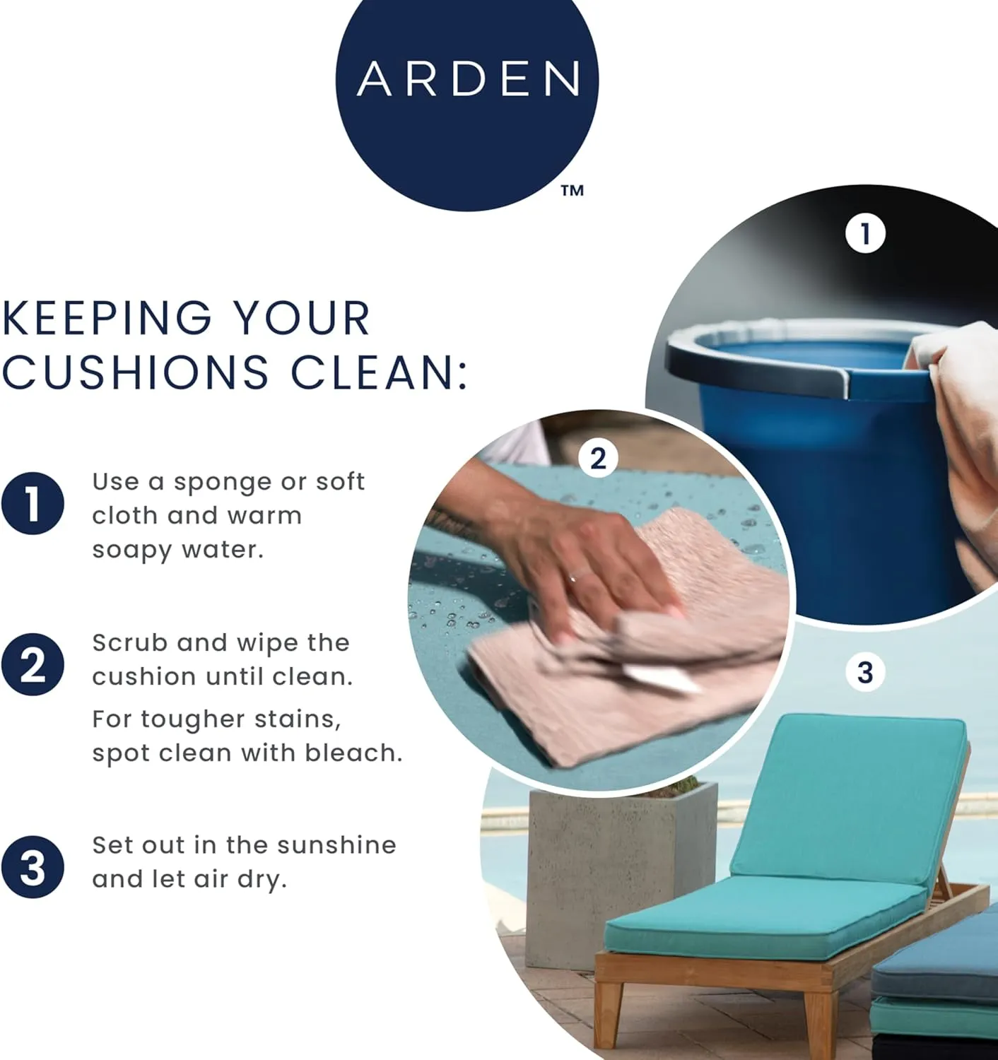 Arden Outdoor Deep Seat Cushion Set, 22 in x 24 in, Weather-Proof, Rain-Proof, Fade Resistant Patio Cushion Sapphire Blue Leala