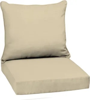 Arden Outdoor Deep Seat Cushion Set, 22 in x 24 in, Weather-Proof, Rain-Proof, Fade Resistant Patio Cushion Tan Leala