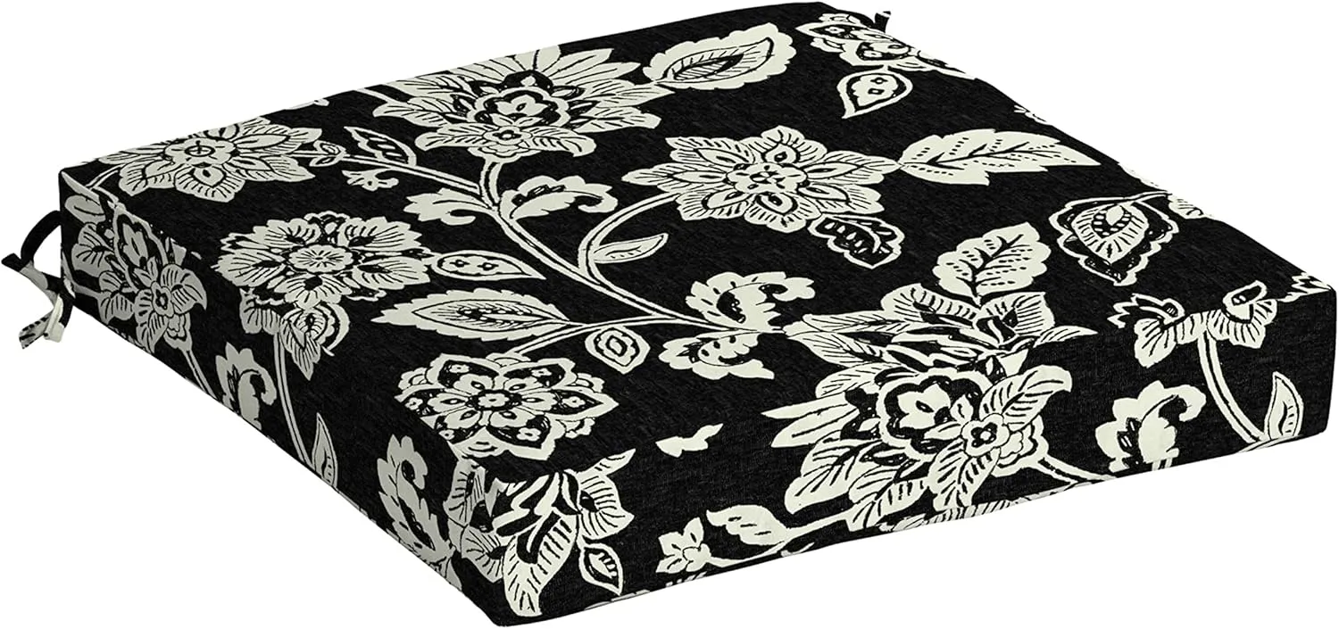 Arden Outdoor Seat Cushion, 19 x 19, Rain-Proof, Fade Resistant 19 x 19, Ashland Black Jacobean
