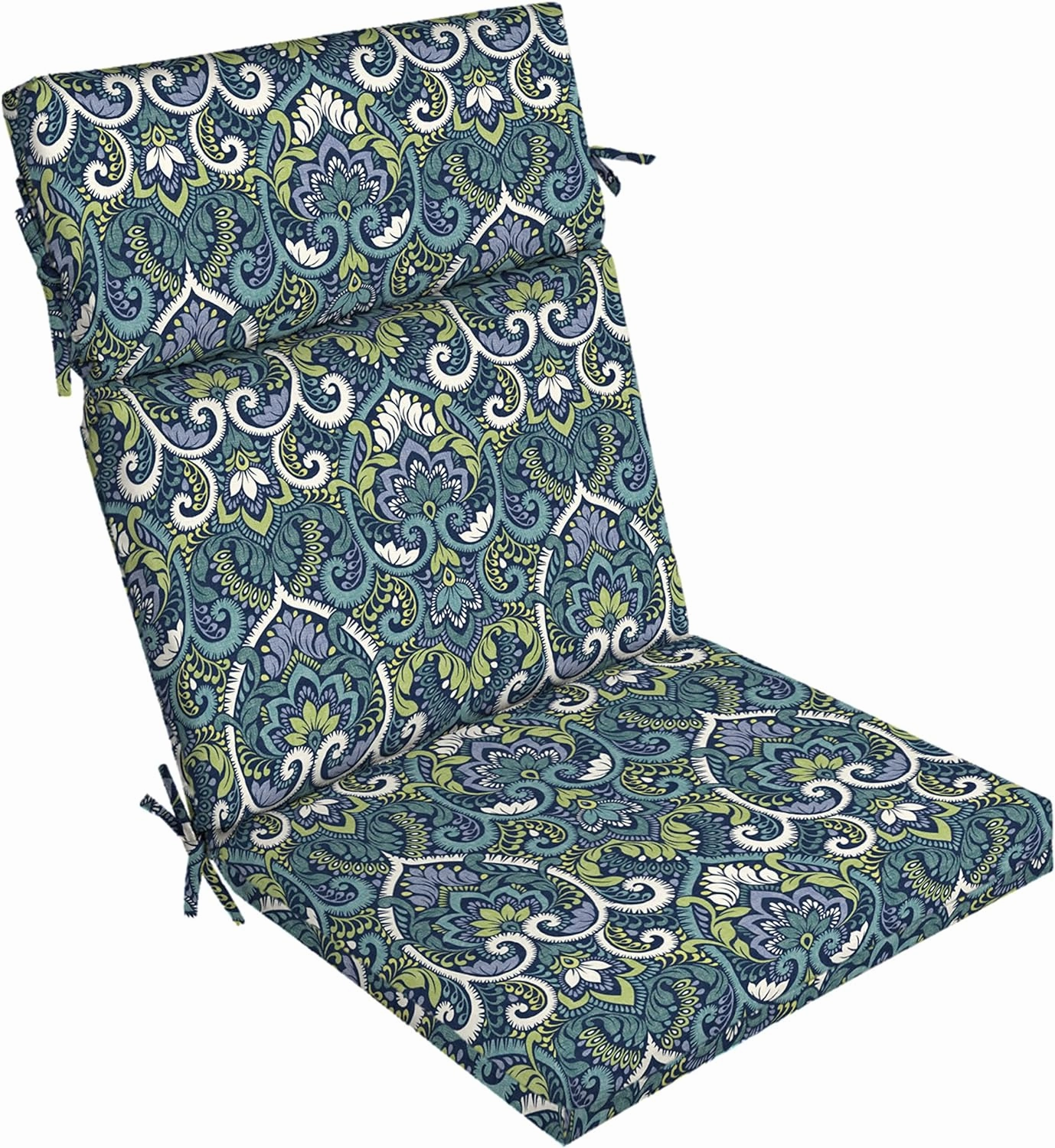 Arden Selections Outdoor Chair Cushion, 21 x 20, Water Repellent, Fade Resistant 21 x 20, Sapphire Aurora Blue Damask