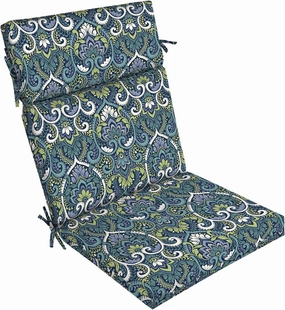 Arden Selections Outdoor Chair Cushion, 21 x 20, Water Repellent, Fade Resistant 21 x 20, Sapphire Aurora Blue Damask