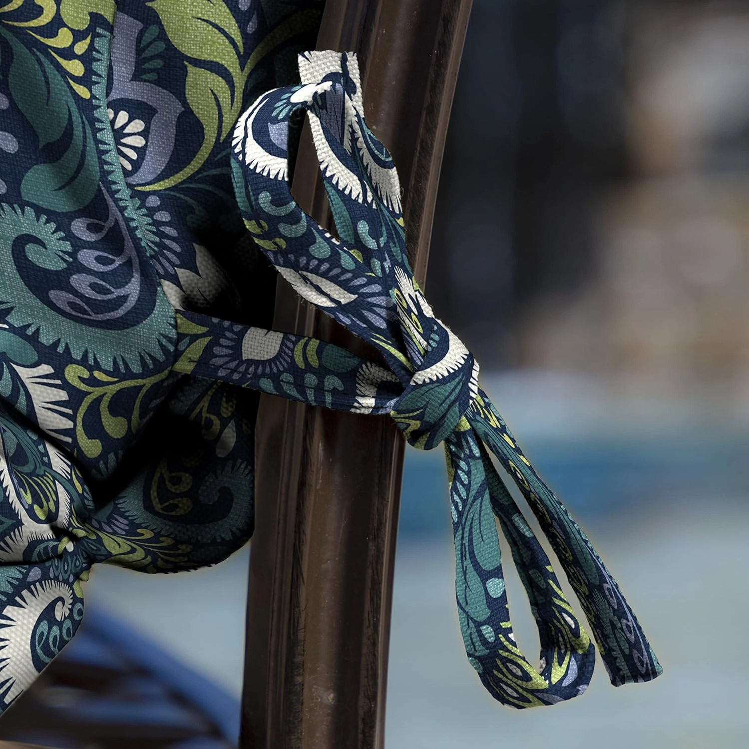 Arden Selections Outdoor Chair Cushion, 21 x 20, Water Repellent, Fade Resistant 21 x 20, Sapphire Aurora Blue Damask