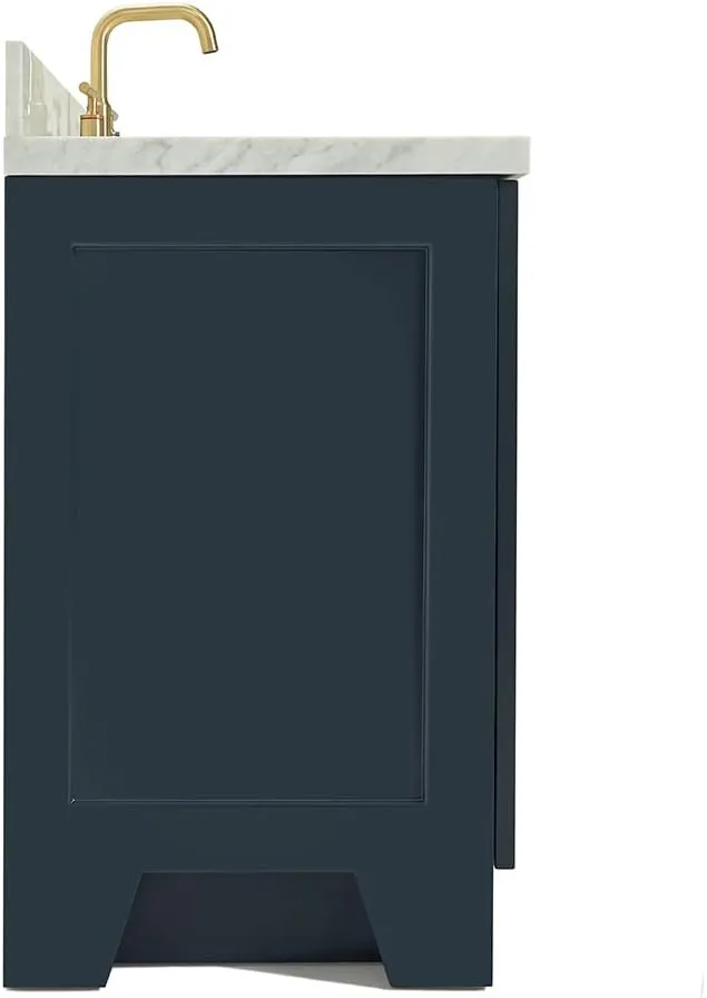 ARIEL Taylor 31 Inch Bathroom Vanity with Sink, Blue Bathroom Vanity, Solid Wood Midnight Blue Vanity Base Cabinet, Carrara Marble Top 1.5" Edge, Oval Undermount Sink, 2 Soft Closing Doors, 1 Drawer