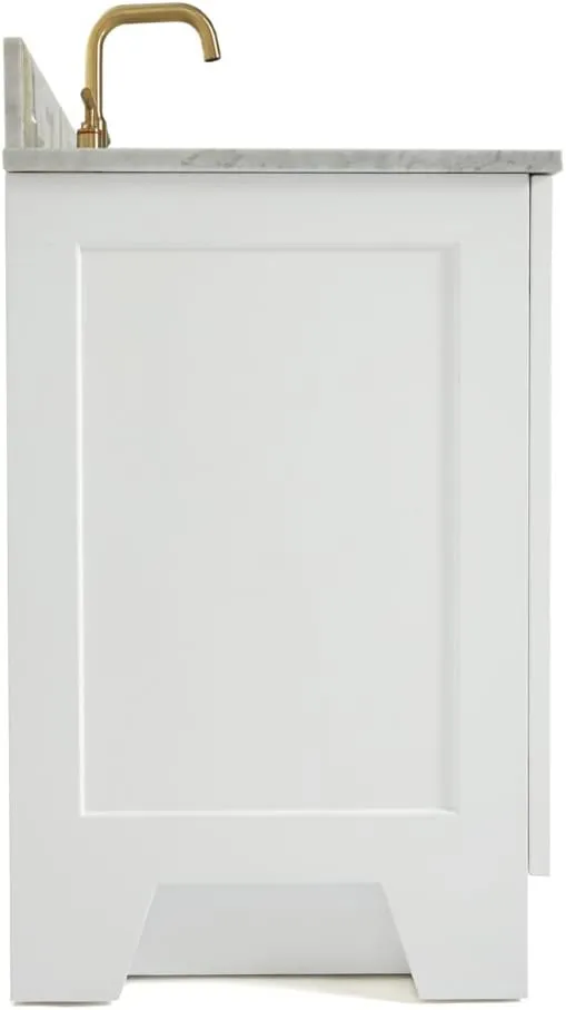 ARIEL Taylor 37 Inch White Bathroom Vanity with Sink, Solid Wood Bathroom Vanity Base Cabinet, Carrara Marble Countertop, Left Oval Undermount Single Sink, 2 Soft Closing Doors, 5 Drawers